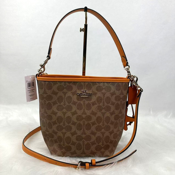 Coach City Bucket Bag Signature Canvas With Star Charm In Tan/Bright Mand CBH74 - Picture 1 of 10